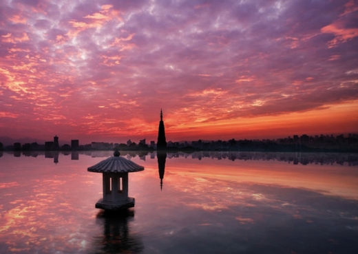 Postkarte – Sunset in Hangzhou