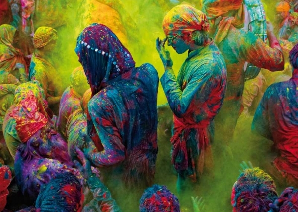 Postkarte – Indien, Holi Festival