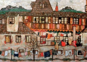 Egon Schiele - Haus mit trocknender Wsche