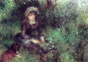 Pierre Auguste Renoir - Aline Charigot with a dog