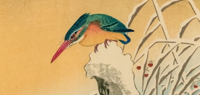 Ohara Koson - Kingfisher on Snowy Stump