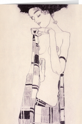 Egon Schiele - Standing Girl in a Plaid Garment (1908/09)