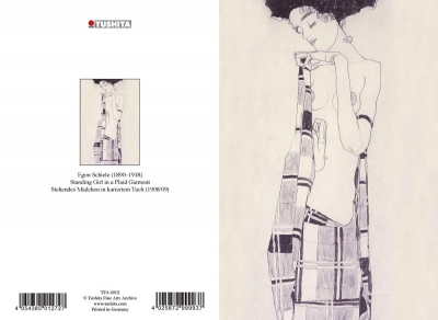 Egon Schiele - Standing Girl in a Plaid Garment (1908/09)