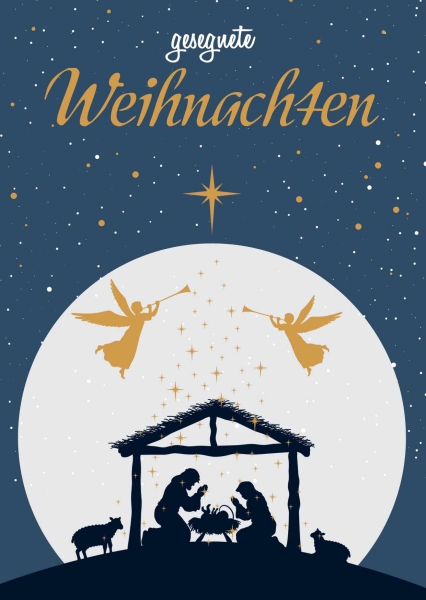 Postkarte mit Veredelung – Gesegnete Weihnachten