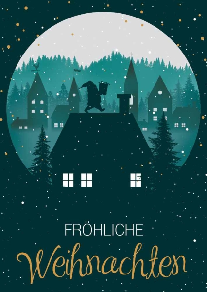 Postkarte mit Veredelung – Fröhliche Weihnachten