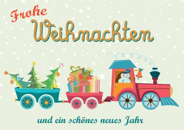 Postkarte mit Veredelung – Frohe Weihnachten und ein schönes neues Jahr