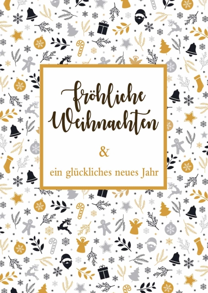 Postkarte mit Veredelung – Fröhliche Weihnachten und ein glückliches neues Jahr