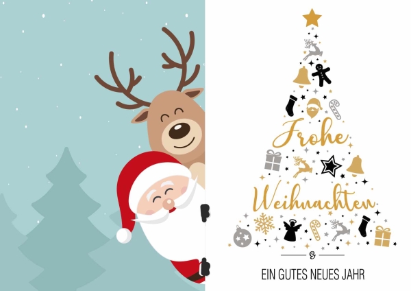 Postkarte mit Veredelung – Frohe Weihnachten und ein gutes neues Jahr