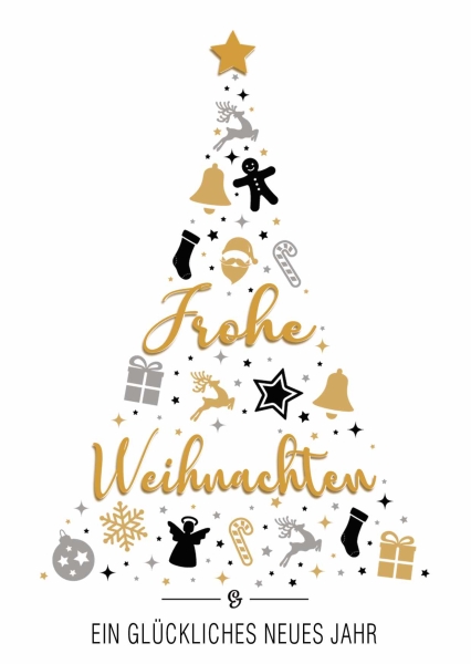 Postkarte mit Veredelung – Frohe Weihnachten und ein glückliches neues Jahr