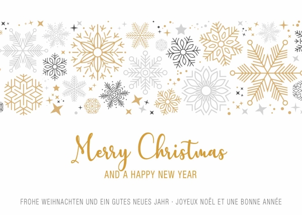 Postkarte mit Veredelung – Merry Christmas and a Happy New Year