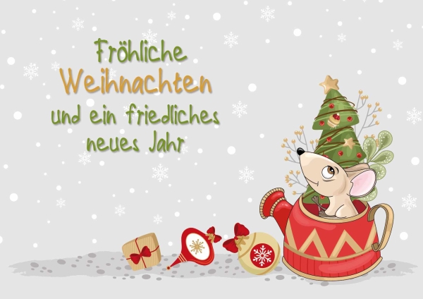 Postkarte mit Veredelung – Fröhliche Weihnachten und ein friedliches neues Jahr