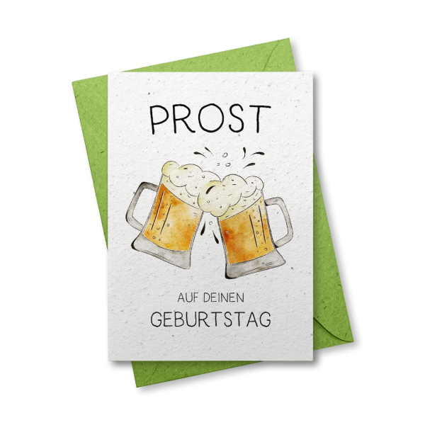 Prost auf Deinen Geburtstag - Grußkarte aus Samenpapier