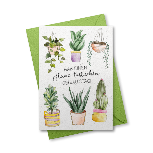 Hab einen pflanz-tastischen Geburtstag - Grußkarte aus Samenpapier