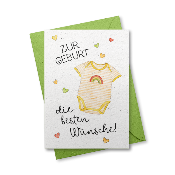 Zur Geburt die besten Wünsche - Grußkarte aus Samenpapier