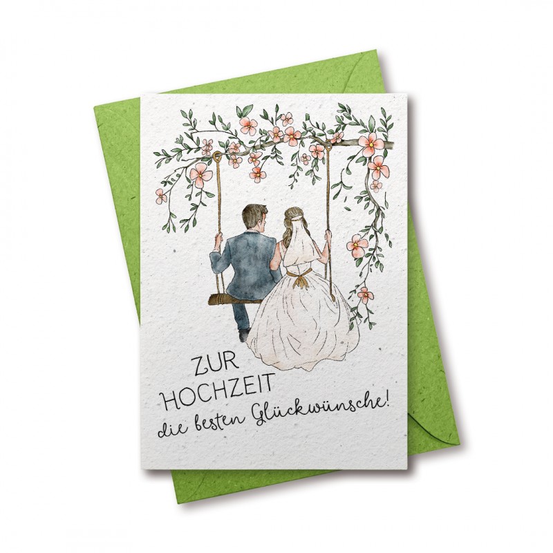 Zur Hochzeit die besten Glckwnsche - Grukarte aus Samenpapier