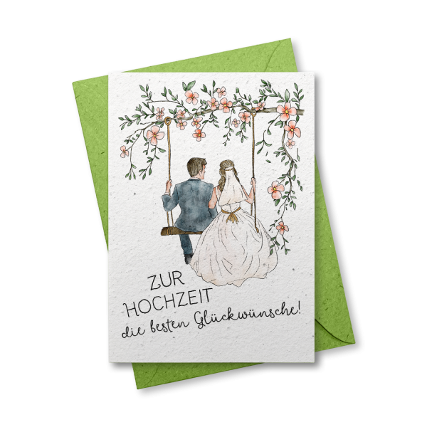 Zur Hochzeit die besten Glückw?nsche - Grußkarte aus Samenpapier