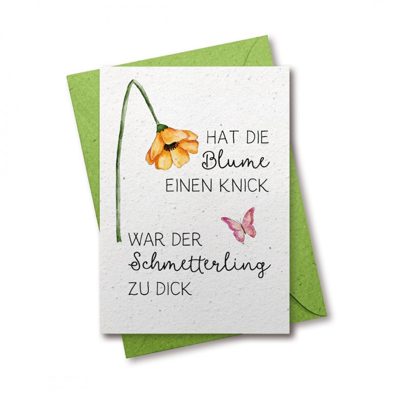 Hat die Blume einen Knick? - Grukarte aus Samenpapier