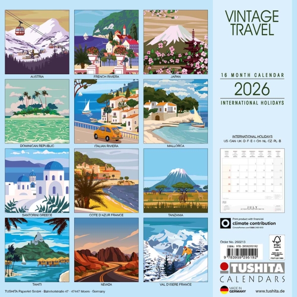 Kalender 2026Vintage Travel(Vorverkauf)