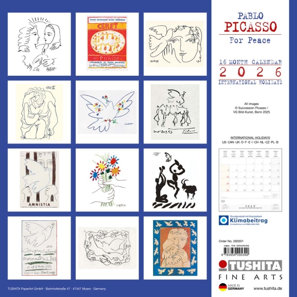 Kalender 2026Pablo Picasso - For Peace(Vorverkauf)