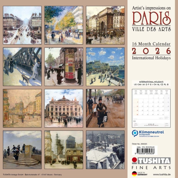 Kalender 2026Paris - Ville des Arts(Vorverkauf)