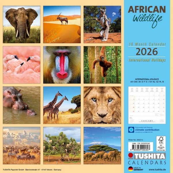 Kalender 2026African Wildlife(Vorverkauf)