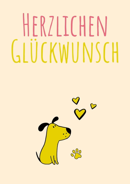 Postkarte mit Veredelung – Herzlichen Glückwunsch Postkarte mit Veredelung – Herzlichen Glückwunsch