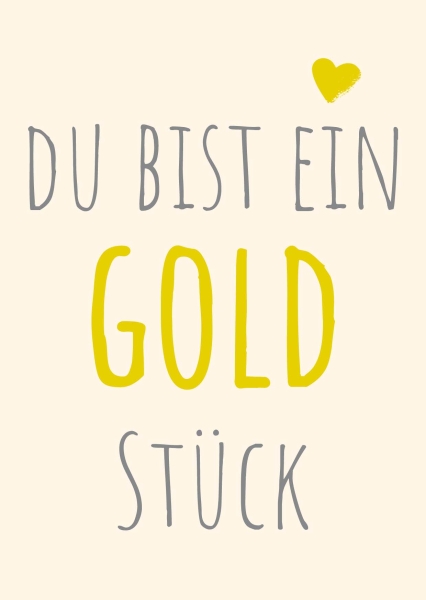 Postkarte mit Veredelung – Du bist ein Goldstück Postkarte mit Veredelung – Du bist ein Goldstück
