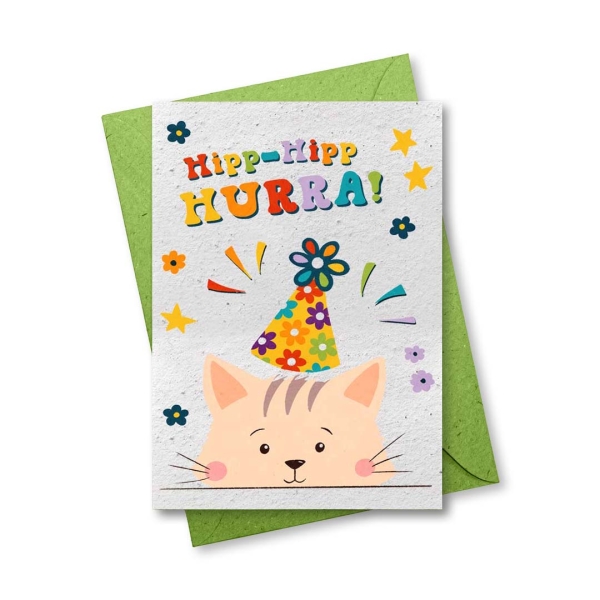 Hipp-Hipp Hurra - Grußkarte aus Samenpapier