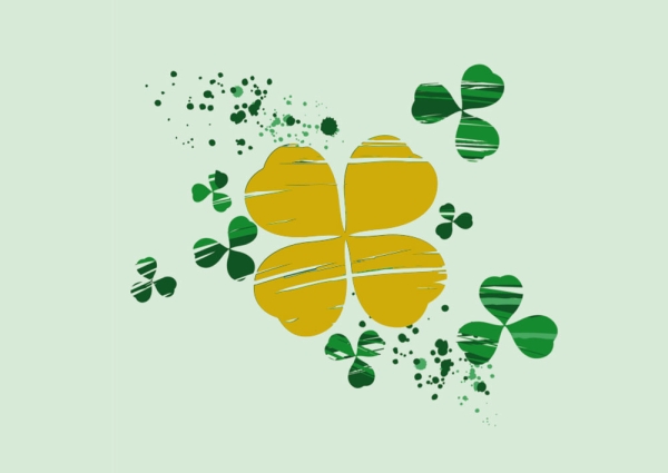 Postkarte mit Veredelung – Kleeblätter