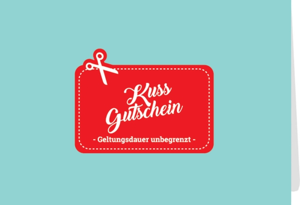 Klappkarte mit Veredelung – Kuss Gutschein