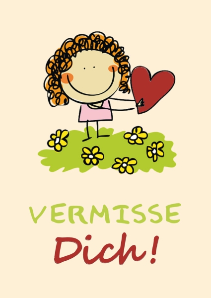 Postkarte mit Veredelung – Ich vermisse Dich