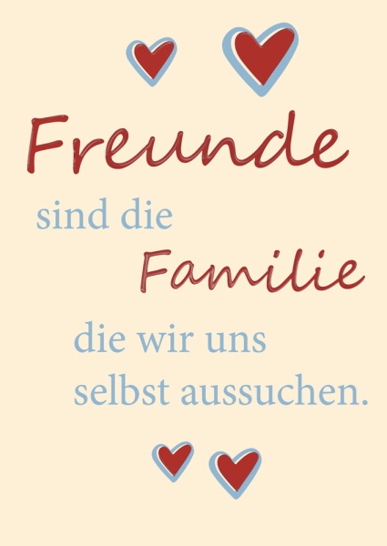 Postkarte mit Veredelung – Freunde sind die Familie