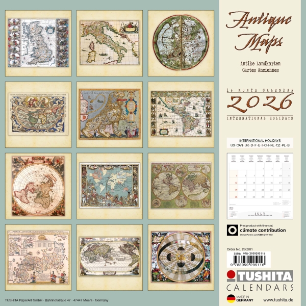 Kalender 2026Antique Maps(Vorverkauf)