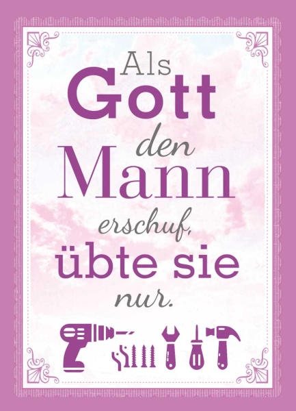 Postkarte – Als Gott den Mann erschuf ...