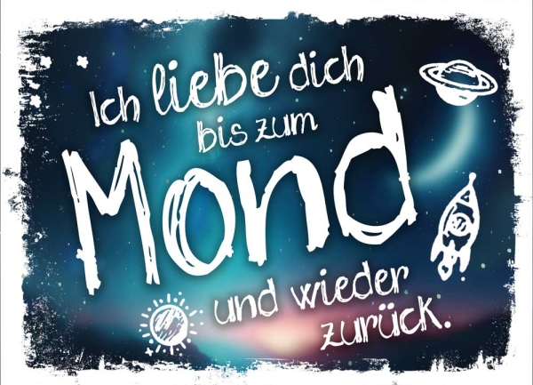 Postkarte – Ich liebe dich bis zum Mond