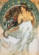 Postkarte Alphonse Mucha – vier Künste: die Musik