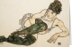 Klappkarte – Egon Schiele - Reclining woman with green stockings (1917)