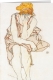 Klappkarte – Egon Schiele - Seated woman with blond hair (1913)