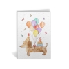 Dackel mit Ballons - Grußkarte aus Samenpapier