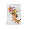 Dackel mit Blumenstrauß - Grußkarte aus Samenpapier