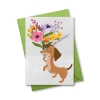 Dackel mit Blumenstrauß - Grußkarte aus Samenpapier