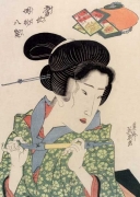 Keisai Eisen - A Geisha with a pipe