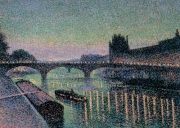Maximilien Luce -  Le Louvre et le pont du Carrousel, la nuit