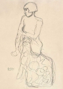 Gustav Klimt - Sitzender Halbakt nach links