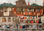 Egon Schiele - Haus mit trocknender Wäsche