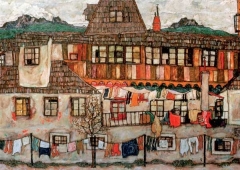 Egon Schiele - House with drying laundry clothes