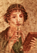 Girl with Stylus, Sappho, Rom. Mural, 1. Jahrhundert, C1st AD