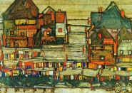 Egon Schiele - Haus mit bunter Wsche