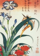 Hokusai - Kingfisher with Iris and Wild Pinks