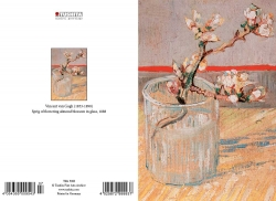 Vincent van Gogh - Sprig of flowering almond blossom in glass (1888)